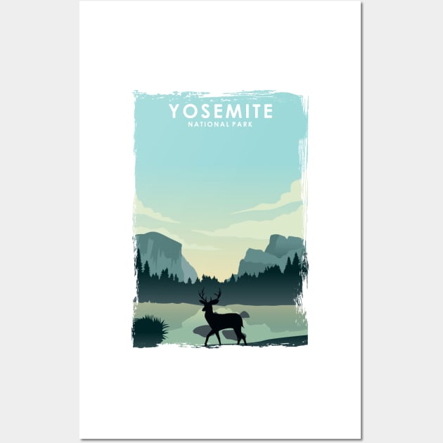 Yosemite National Park California Nature Travel Poster Print Wall Art by jornvanhezik